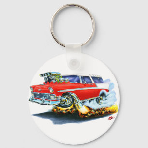 1956 Chevy Nomad Red Car Keychain