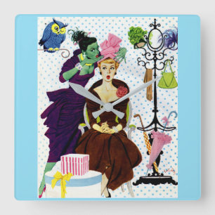 1956 Jealousy whispers into Gloria's ear Square Wall Clock