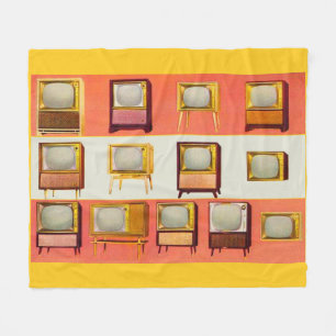 1956 television sets print fleece blanket