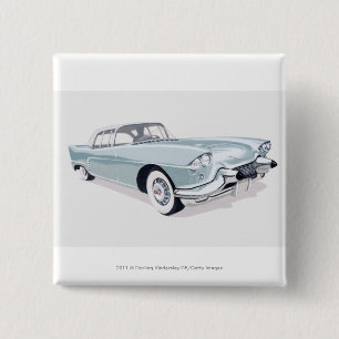 1957 Cadillac with silhouette of driver inside 2 Inch Square Button