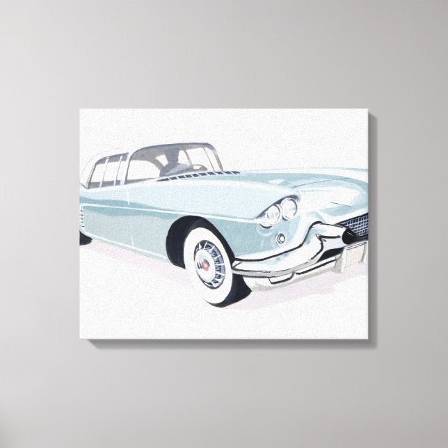 1957 Cadillac with silhouette of driver inside Canvas Print (Front)