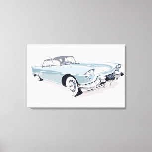 1957 Cadillac with silhouette of driver inside Canvas Print