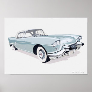 1957 Cadillac with silhouette of driver inside Poster