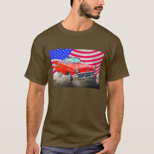 1957 Chevrolet Bel Air And US Flag T-Shirt