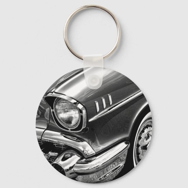 1957 Chevrolet Bel Air Black & White Keychain (Front)