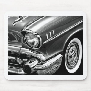 1957 Chevrolet Bel Air Black & White Mouse Pad
