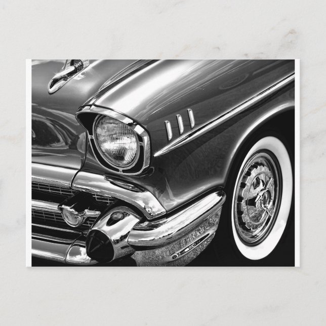 1957 Chevrolet Bel Air Black & White Postcard (Front)