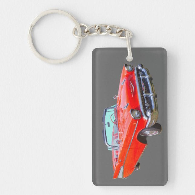 1957 Chevrolet Bel Air Convertible Antique Car Keychain (Front)