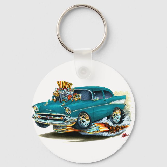 1957 Chevy 150-210 Teal Car Keychain (Front)