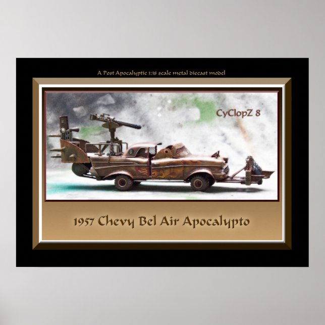 1957 Chevy Bel Air, Art Car, Junk, Post Apocalypse Poster (Front)