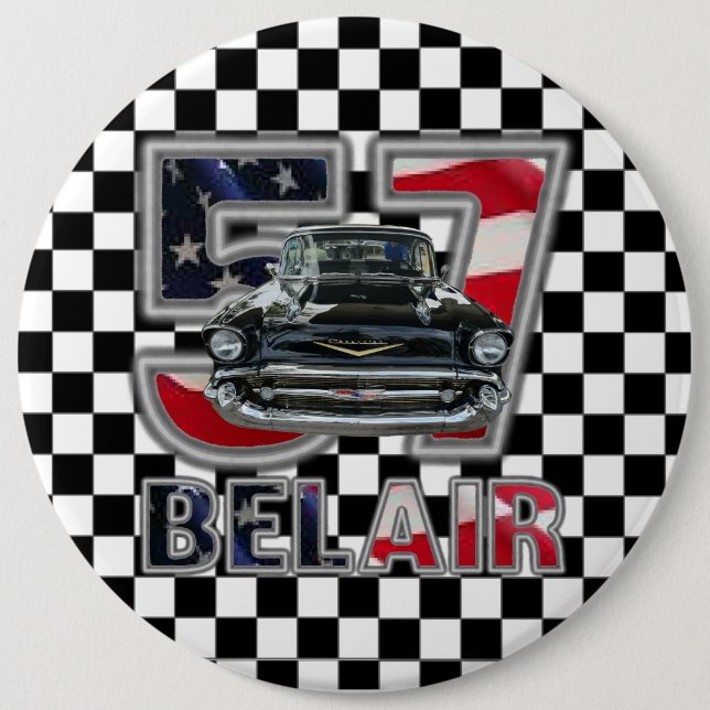 1957 Chevy Bel Air Button. 6 Inch Round Button (Front)
