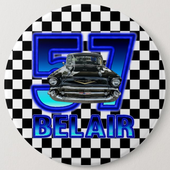 1957 Chevy Bel Air Button. 6 Inch Round Button (Front)
