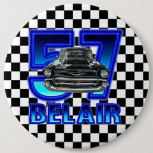 1957 Chevy Bel Air Button. 6 Inch Round Button