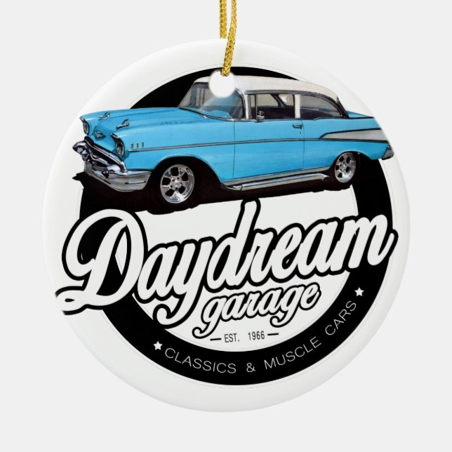1957 Chevy Bel Air Garage Logo Ceramic Ornament (Front)