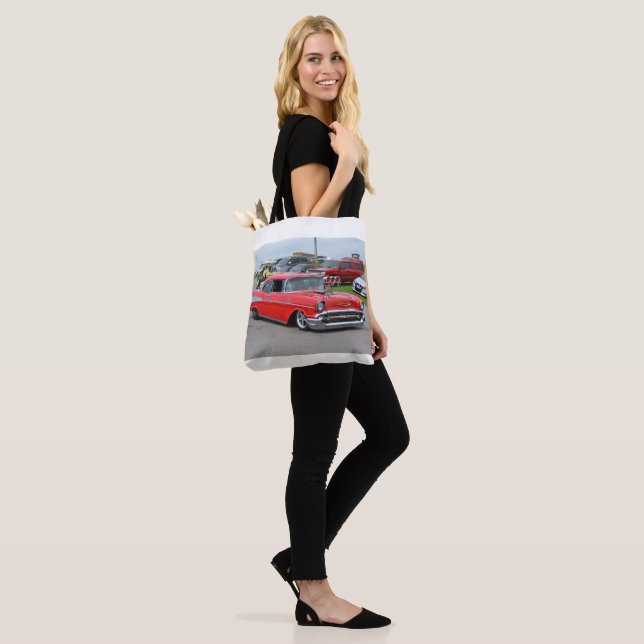 1957 Chevy Bel-Air Hot Rod Tote Bag (On Model)