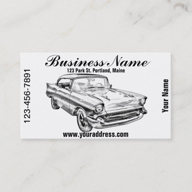 1957 Chevy Bel Air Illustration Business Card (Front)