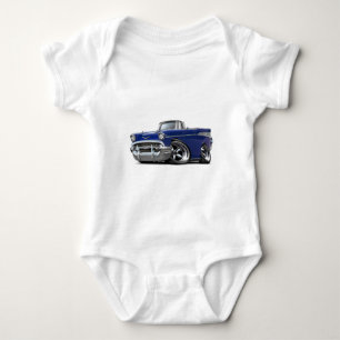 1957 Chevy Belair Dark Blue Convertible Hot Rod Baby Bodysuit