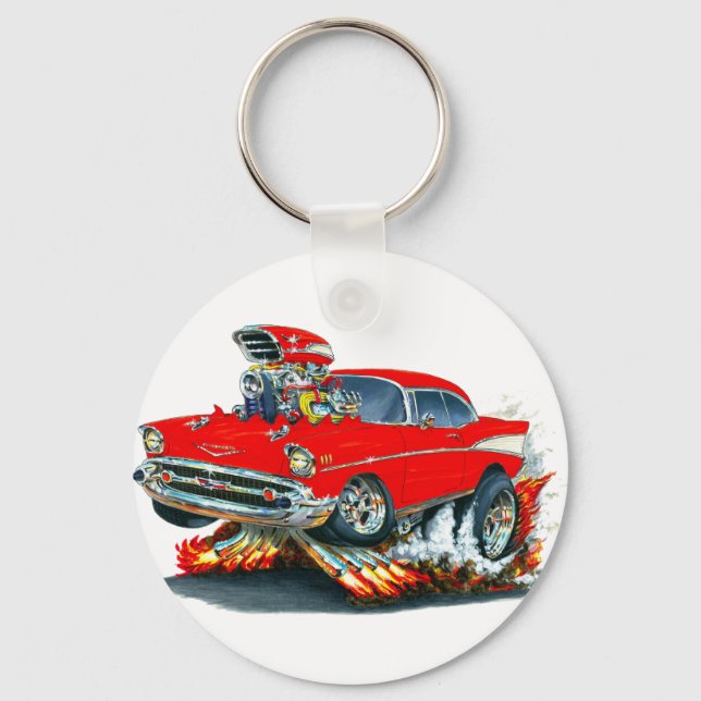 1957 Chevy Belair Red Car Keychain (Front)