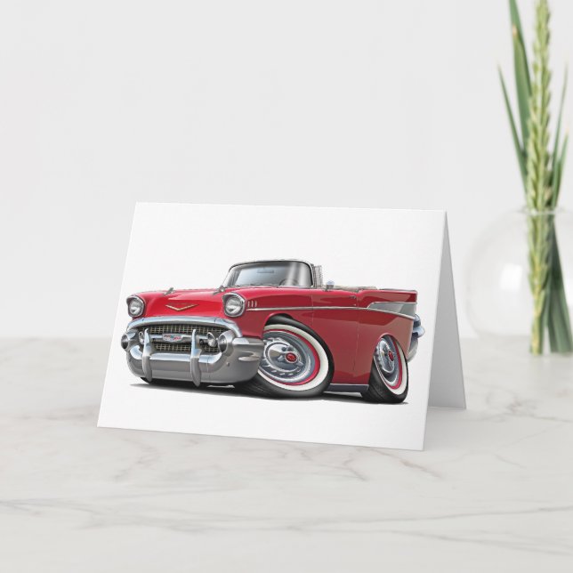 1957 Chevy Belair Red Convertible Card (Front)
