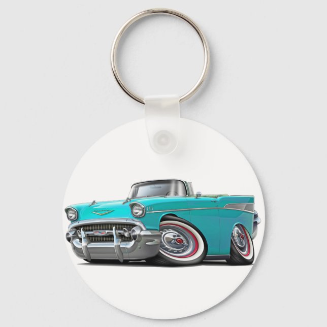 1957 Chevy Belair Turquoise Convertible Keychain (Front)