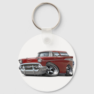 1957 Chevy Nomad Maroon Hot Rod Keychain