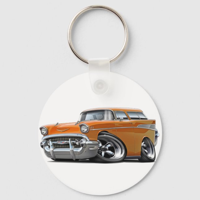 1957 Chevy Nomad Orange Hot Rod Keychain (Front)