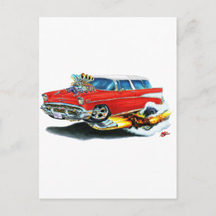 1957 Chevy Nomad Red Car Postcard
