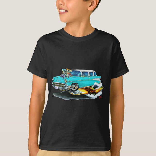 1957 Chevy Nomad Turquoise Car T-Shirt (Front)