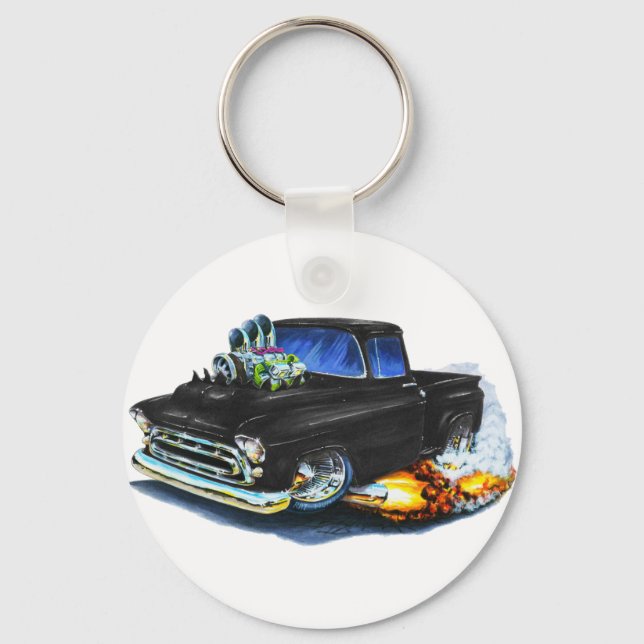 1957 Chevy Pickup Black Keychain (Front)