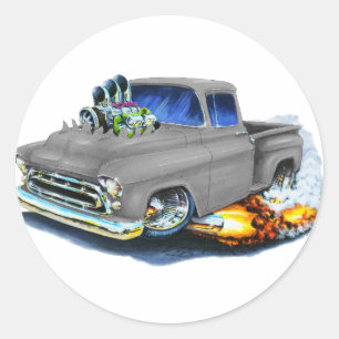 1957 Chevy Pickup Grey Classic Round Sticker