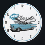 1957 Classic Large Clock<br><div class="desc">This is a rendering of a classic car created using chalks and markers with the background digitally added.</div>