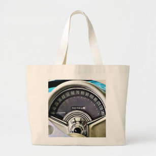 1957 Classic Sports Car Speedometer Large Tote Bag