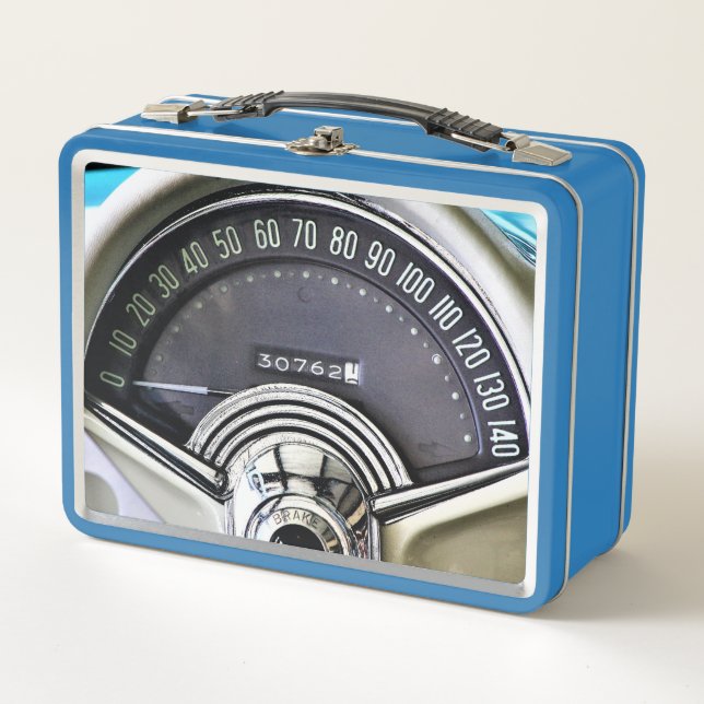 1957 Classic Sports Car Speedometer Metal Lunch Box (Front)