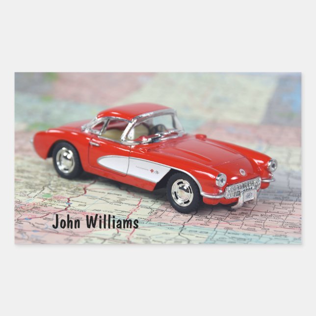 1957 Corvette on road map Sticker (Front)