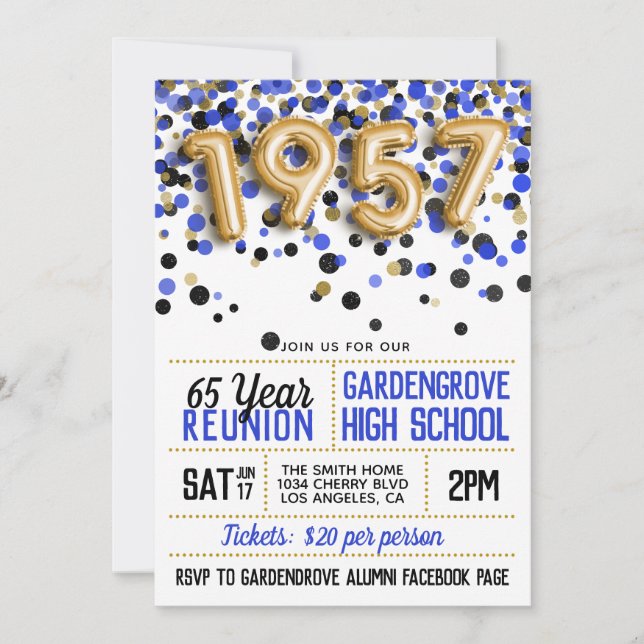 1957 High School College Reunion Invitation (Front)