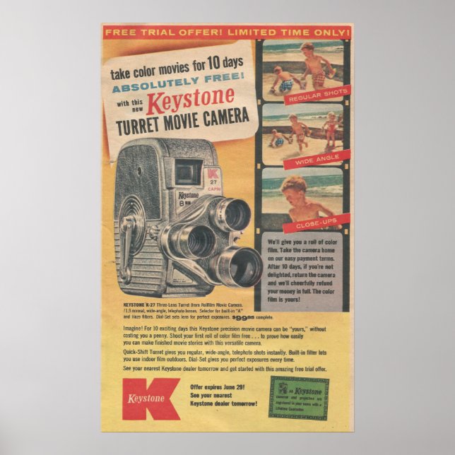 1957 Keystone movie camera Poster (Front)
