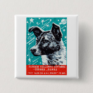 1957 Laika the Space Dog 2 Inch Square Button