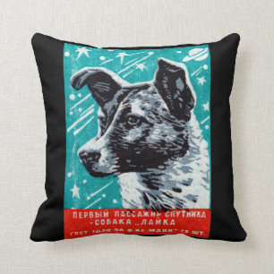 1957 Laika the Space Dog Throw Pillow