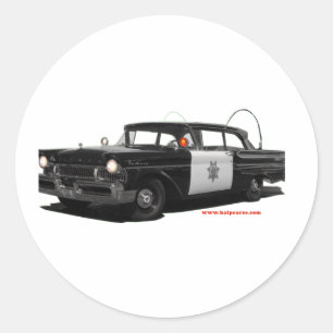 1957-mercury-monterey-highway-patrol-car classic round sticker
