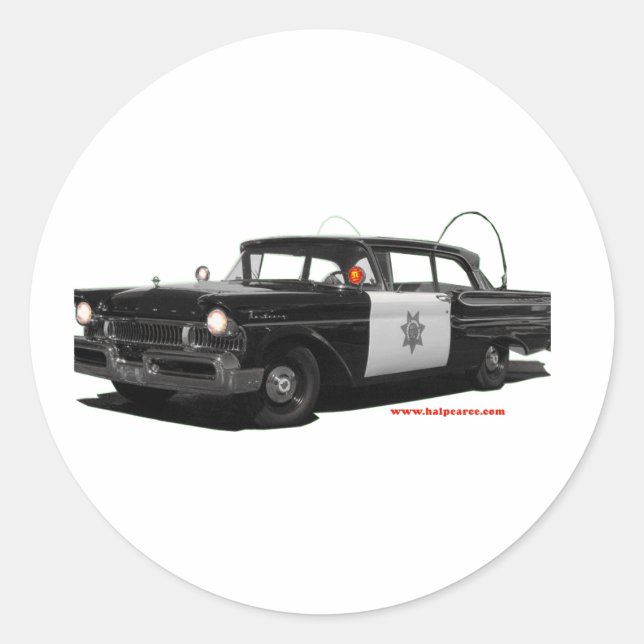 1957-mercury-monterey-highway-patrol-car classic round sticker (Front)