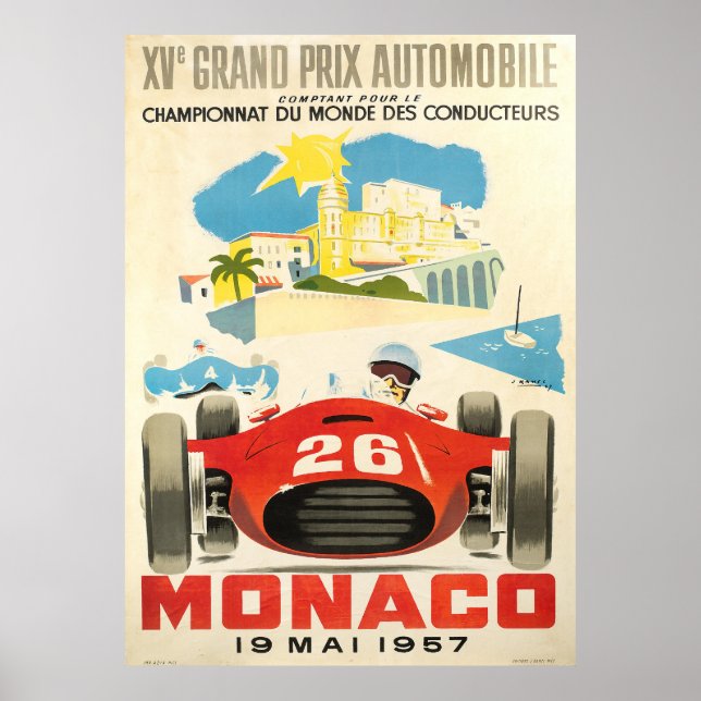 1957 Monaco Grand Prix Poster (Front)