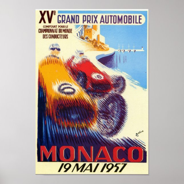 1957 Monaco Grand Prix Poster (Front)