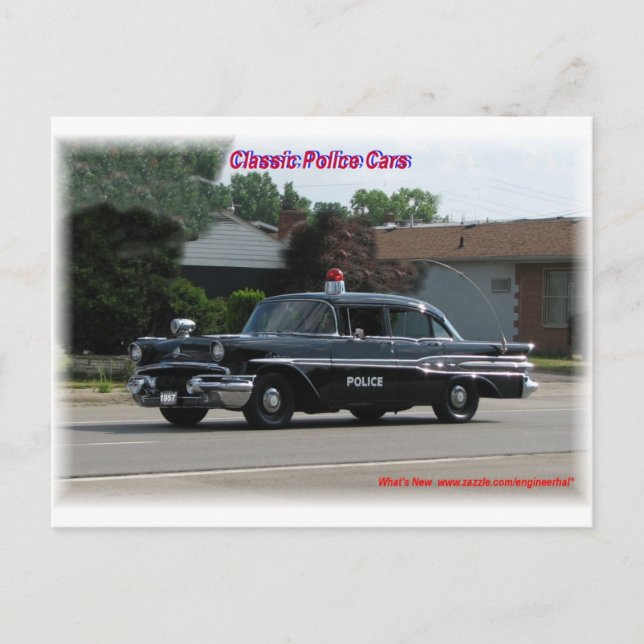 1957 Pontiac Laurentian Police Car Postcard (Front)