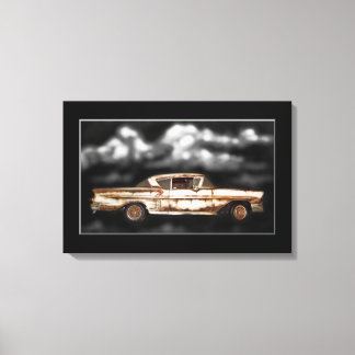 1958 Chevy Bel Air,junkyard car,classic car,rusty Canvas Print
