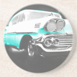 1958 chevy impala bright blue classic car coaster