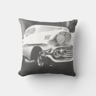 1958 chevy impala retro vintage photo mid century throw pillow
