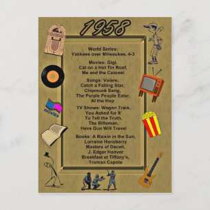 1958 Grands événements Carte d'anniversaire