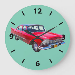 1958 Plymouth Savoy Classic Antique Car Large Clock