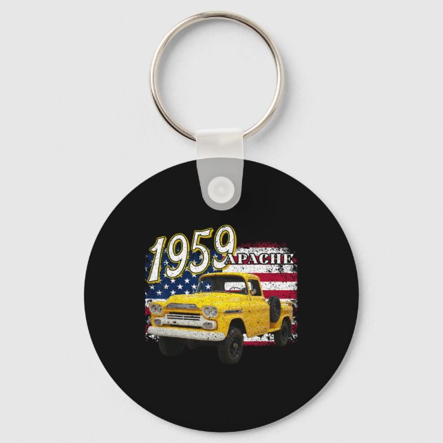 1959 59 Apache Truck 4th Of July American  Keychain (Front)