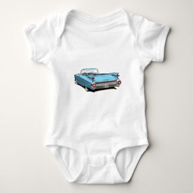 1959 Cadillac Lt Blue Car Baby Bodysuit (Front)